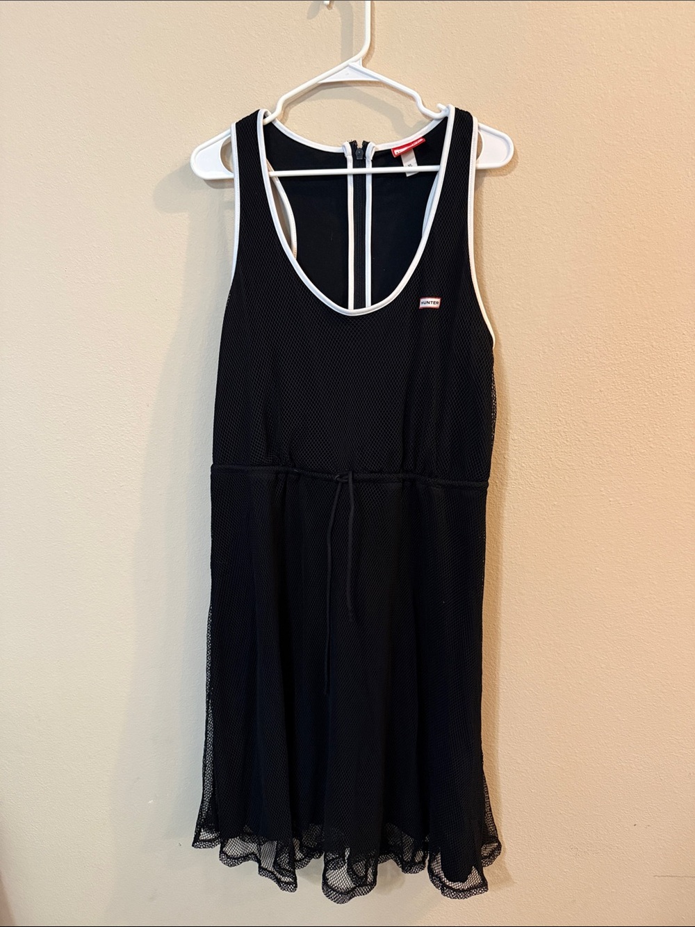 Hunter Black Mesh Tank Dress with White Trim